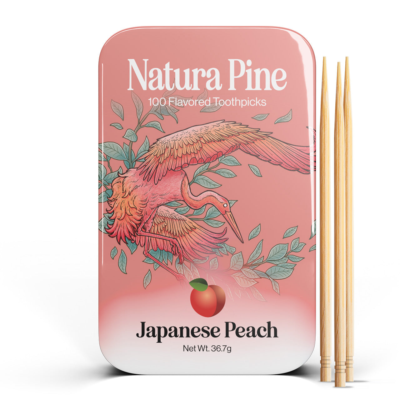 Japanese Peach Flavored Toothpicks Tin - Natura Pine