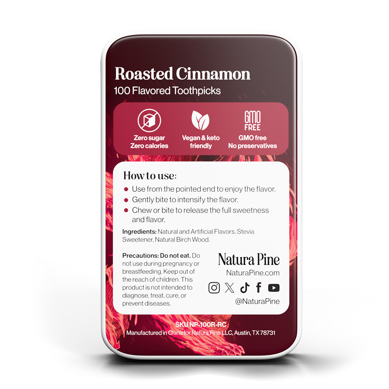 Roasted Cinnamon Flavored Toothpicks Tin - Natura Pine