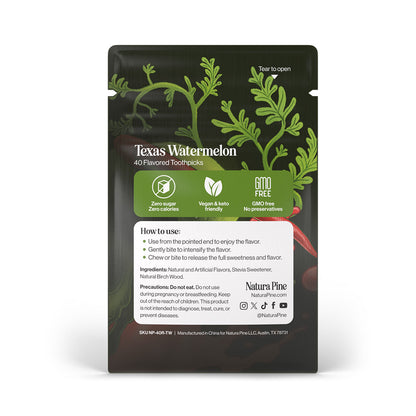 Texas Watermelon Flavored Toothpicks Pouch - Natura Pine