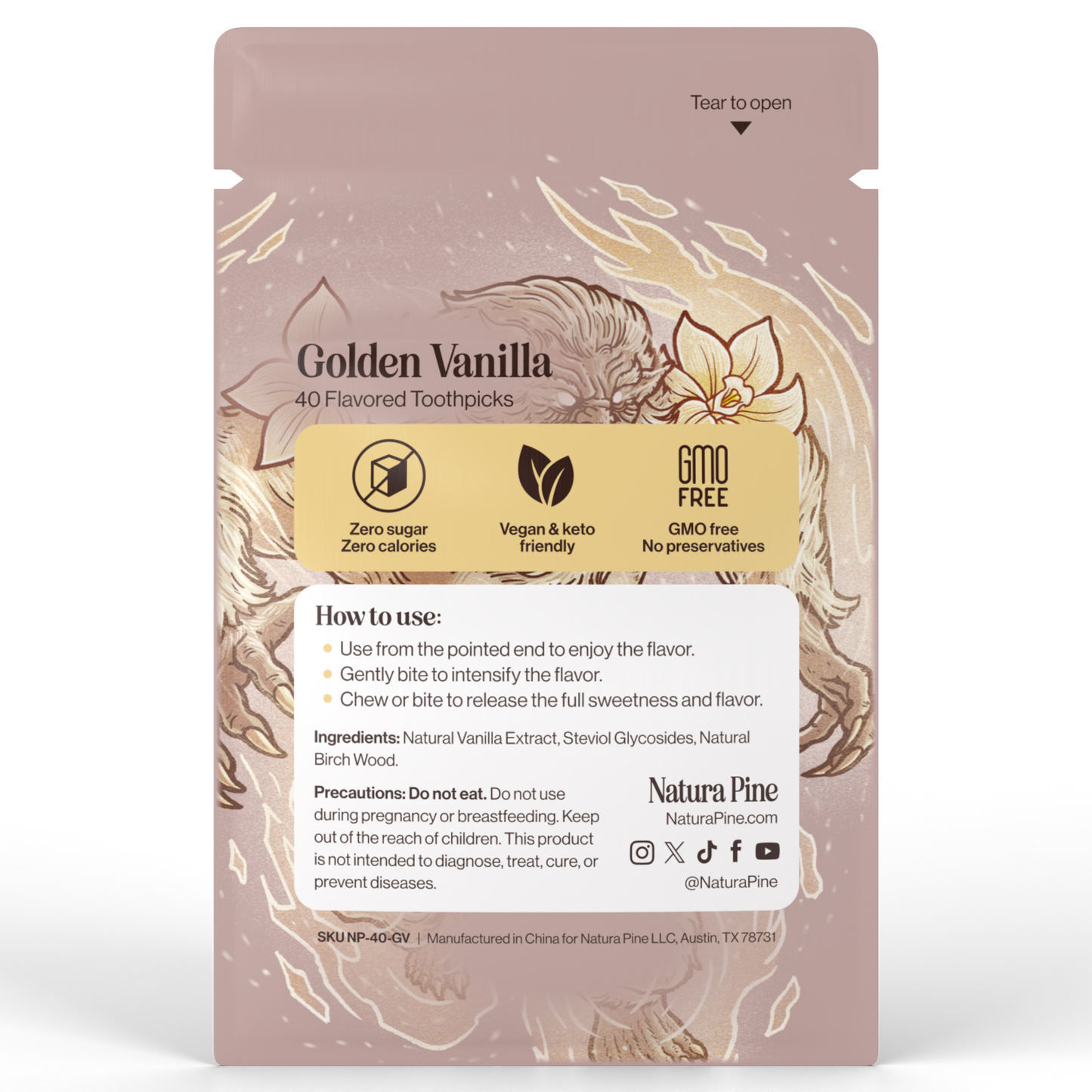 Golden Vanilla Flavored Toothpicks Pouch