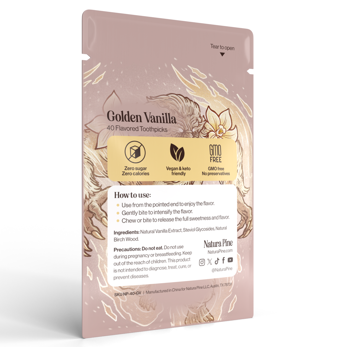 Golden Vanilla Flavored Toothpicks Pouch