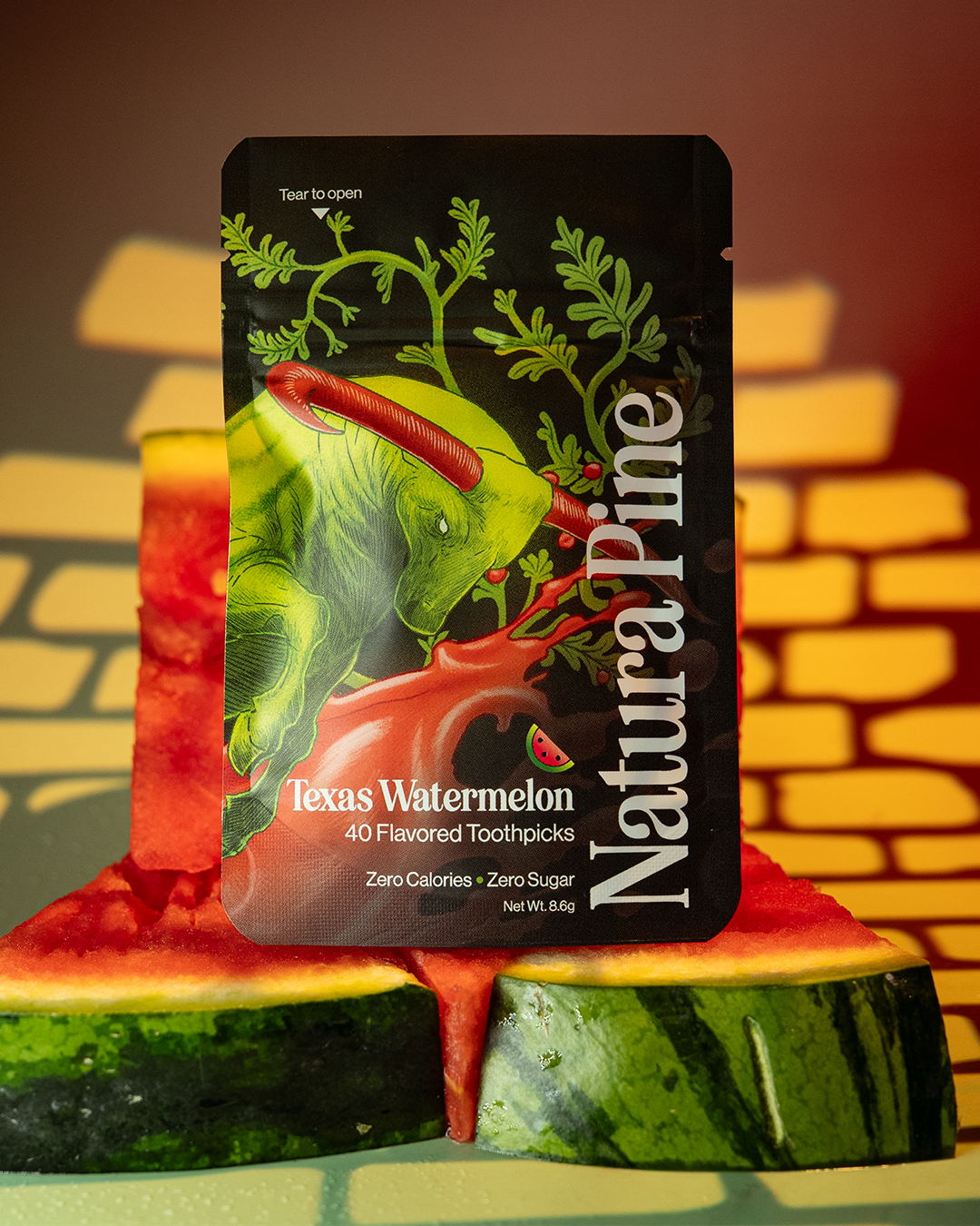 Texas Watermelon Flavored Toothpicks Pouch - Natura Pine