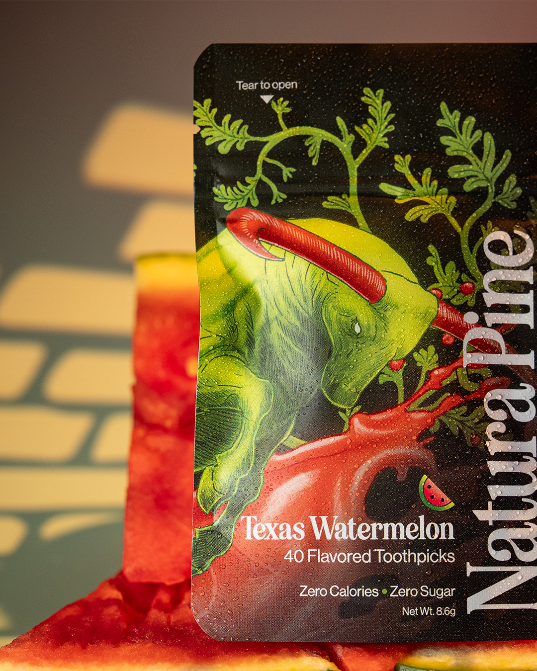 Texas Watermelon Flavored Toothpicks Pouch - Natura Pine